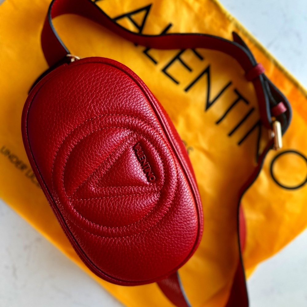 Valentino - Madelaine Leather Belt Bag In Carmine Red